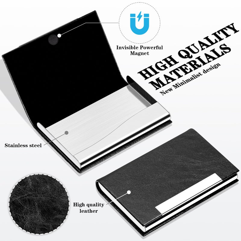 Padike Business Card Holder, Faux Leather Wallet with RFID Protection, V-Black, Unisex - Image 2